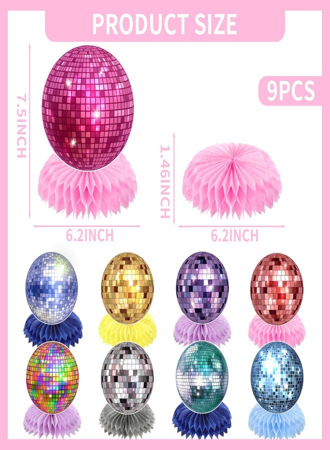 iPartyGo Disco Ball Honeycomb Centerpieces - 9 PCs Colorful 70s Disco Party Decorations Dancing Queen Disco Ball Table Centerpieces Retro Music Party Decor Disco Themed Prom Birthday Party Supplies - Image 5